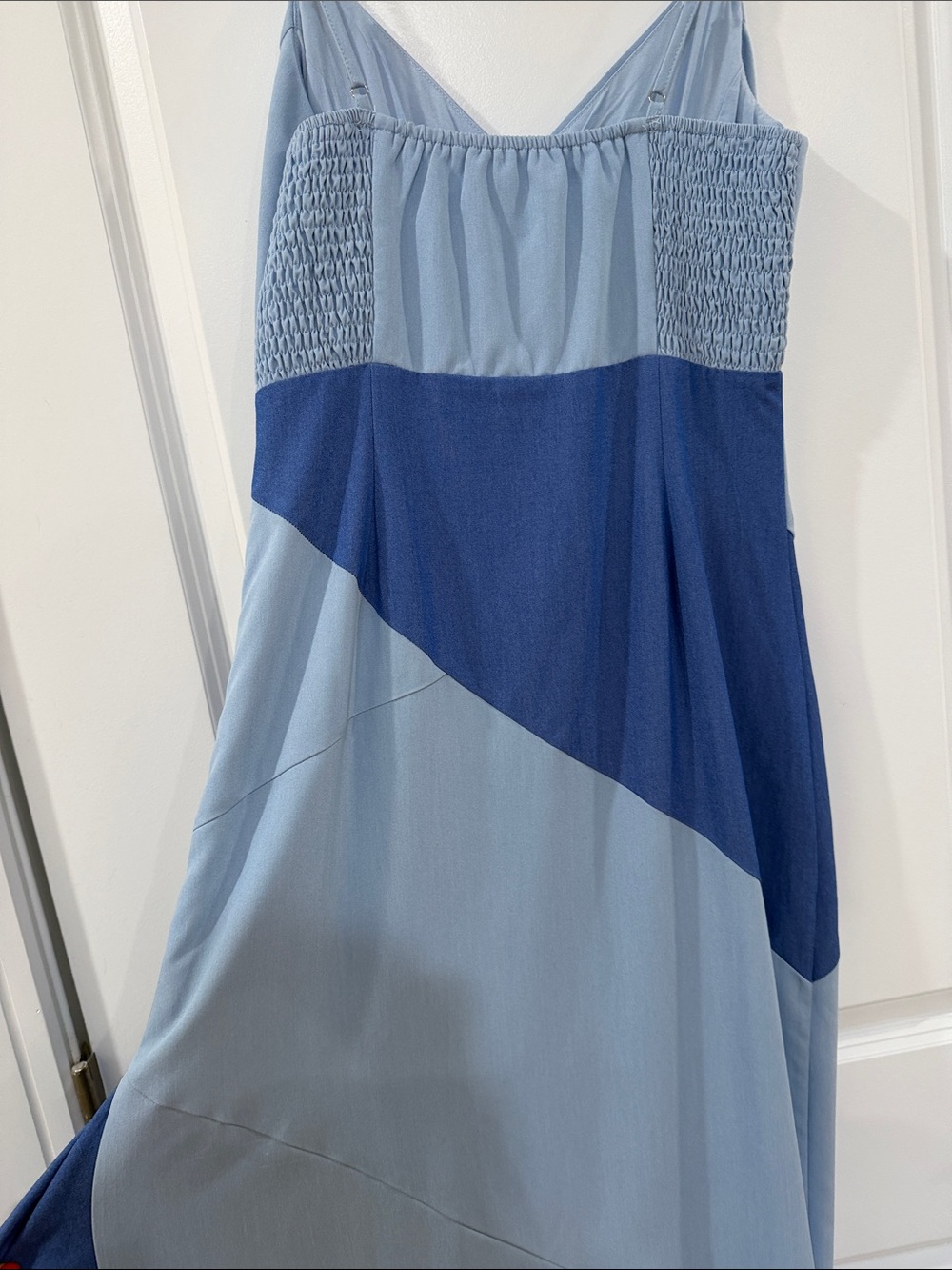 Two-Tone Blue Asymmetrical Ruffle Dress - Picture 7 of 8